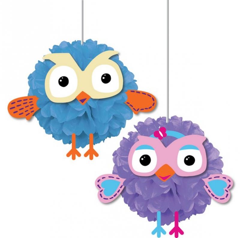 Abc Kids Giggle And Hoot Fluffy Pom Pom Decorations 2 Pack Party