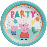 Peppa Pig Confetti Party 23cm Round Paper Plates - 8 Pack