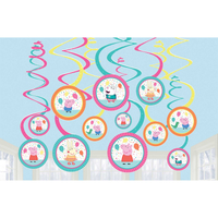 Peppa Pig Confetti Party Hanging Swirl Decorations