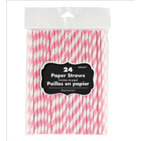 Paper Straws Pink 24 Pack