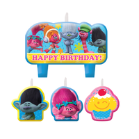 Trolls Happy Birthday Mini Moulded Candle Set