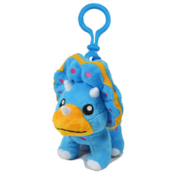 Dino Mights Tricerotps Clip On Plush Toy 8cm Blue