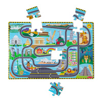 Melissa & Doug - Race Around the World Tracks Floor Puzzle – 48 Pieces